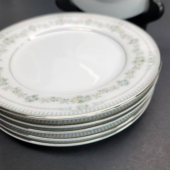 Noritake Norwood Side Dessert Plates Set of 6 White Silver Floral CR160 - Picture 5 of 5